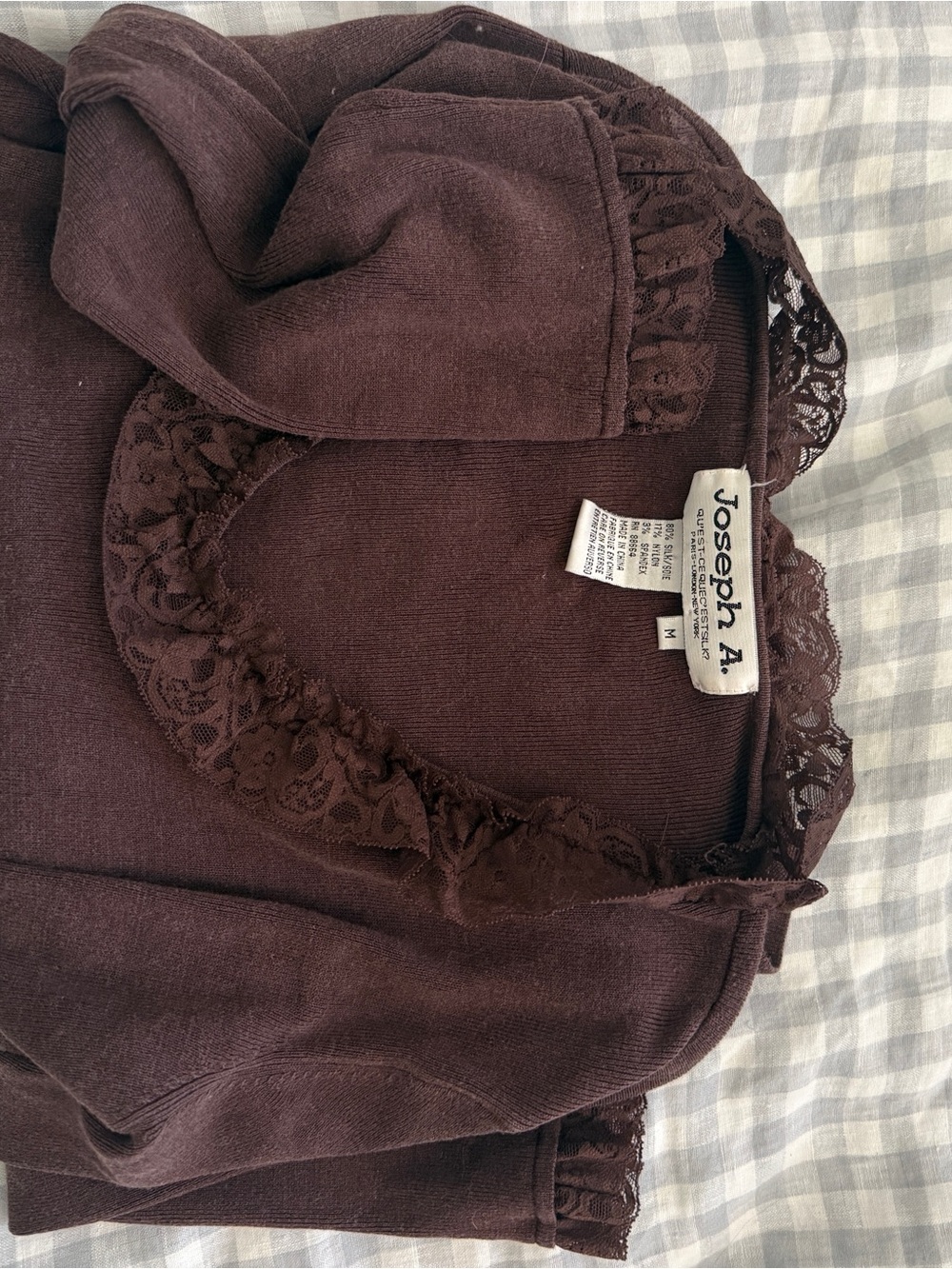 Women’s brown sweater with lace